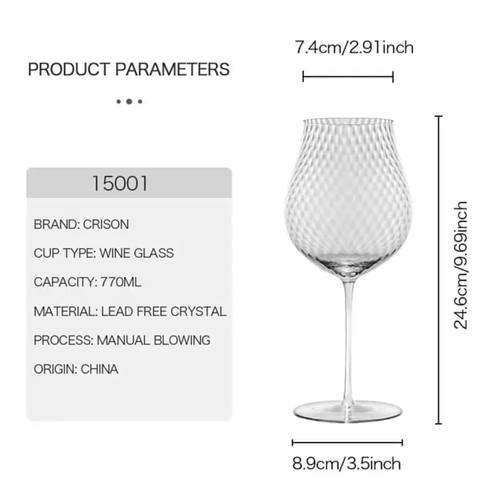 CRISON PREMIUM Verre de cristal haut de gamme Verre à vin rouge fait à la main Verre à vin de haute beauté bordeaux Verre à pieds hauts