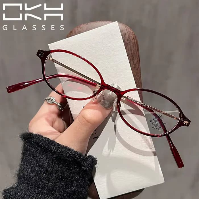 OKH femmes ovale petit cadre mince lunettes ordinateur Anti lumière bleue