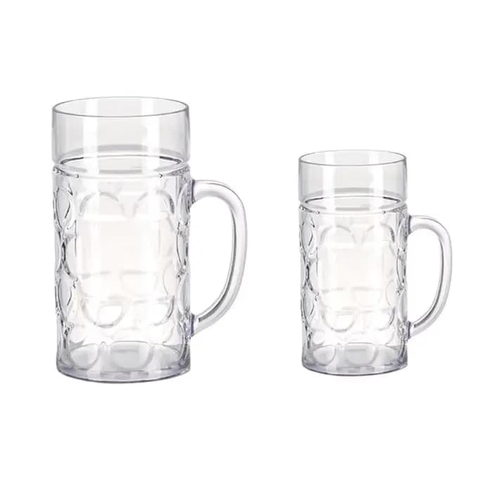 Chope à bière en plastique avec poignée, verres à boire incassables, gobelets à eau pour intérieur extérieur, lavable
