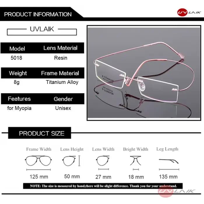 UVLAIK Super élastique titane lunettes montures hommes affaires alliage optique