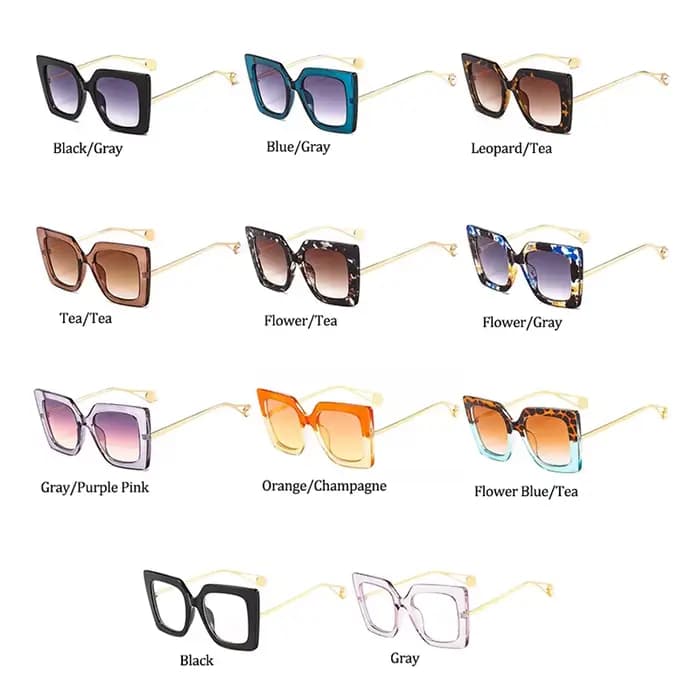 Lunettes carrées noires pour femmes, surdimensionnées, monture transparente, à la mode, collection 2021