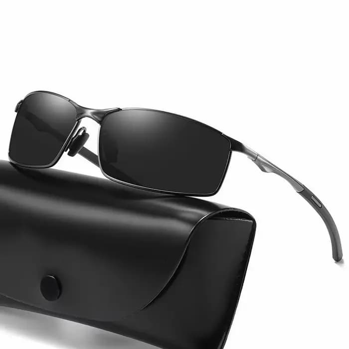 Lunettes de soleil polarisées à monture métallique rectangulaire pour hommes