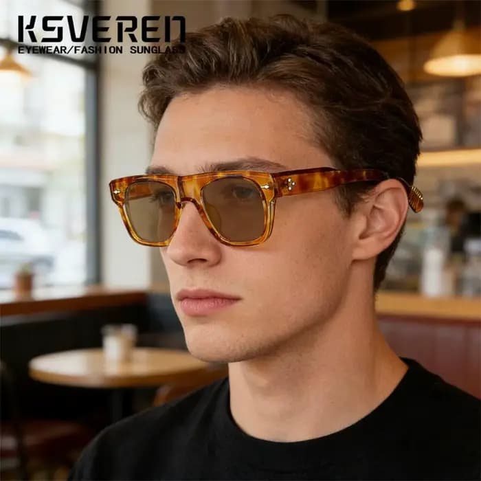Lunettes de soleil de lecture à lentille jaune carrée pour hommes