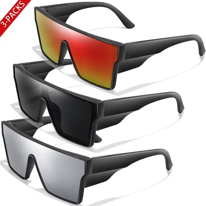 3 paires de lunettes de soleil à grande monture UV400