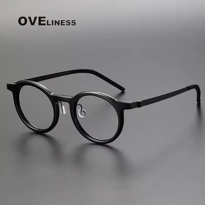 Acétate titane lunettes cadre hommes rétro Vintage rond montures