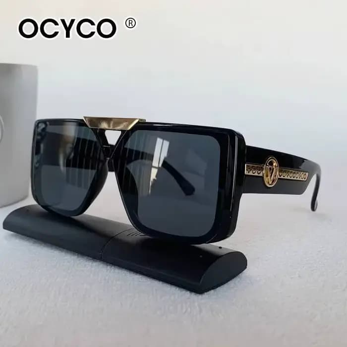 Lunettes de soleil carrées Vintage à grande monture pour hommes et femmes
