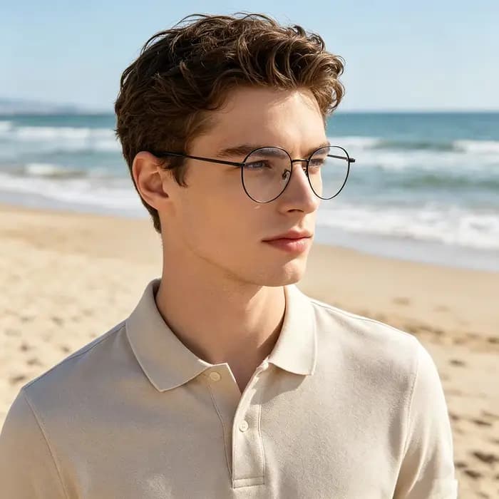 CLOUT GOGGLESS Monture de lunettes de vue Business Personnalité Homme Femme Métal Rond Anti-lumière Bleue Verres Optiques