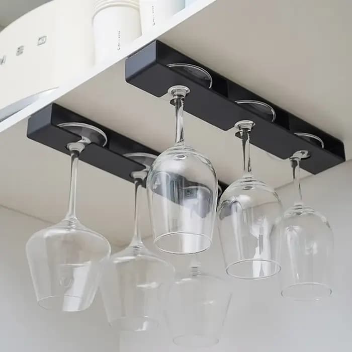 Support à verres à vin suspendu sans perçage, à installer sous l'armoire, pour la maison, la cuisine, le salon, égouttoir à verres à vin rouge à l'envers