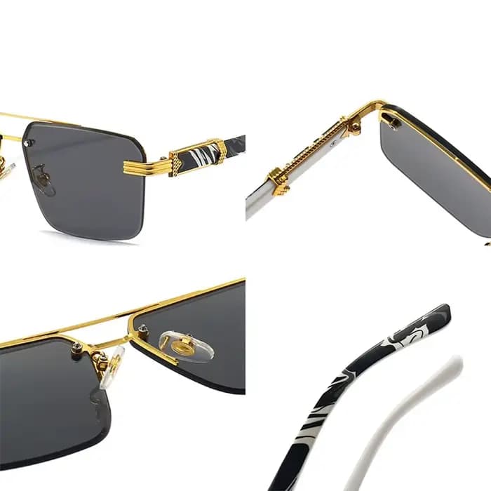 Lunettes de soleil carrées vintage sans monture pour hommes et femmes