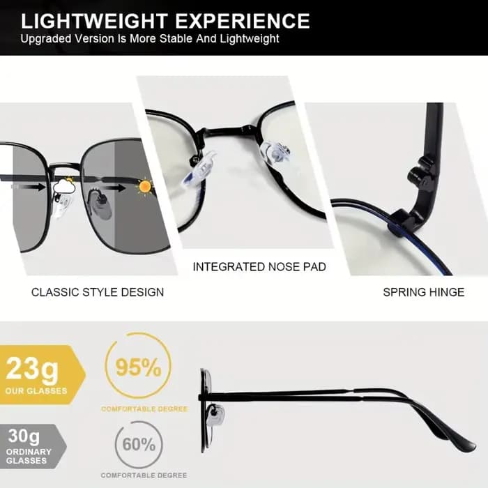 Lunettes photochromiques carrées pour hommes et femmes