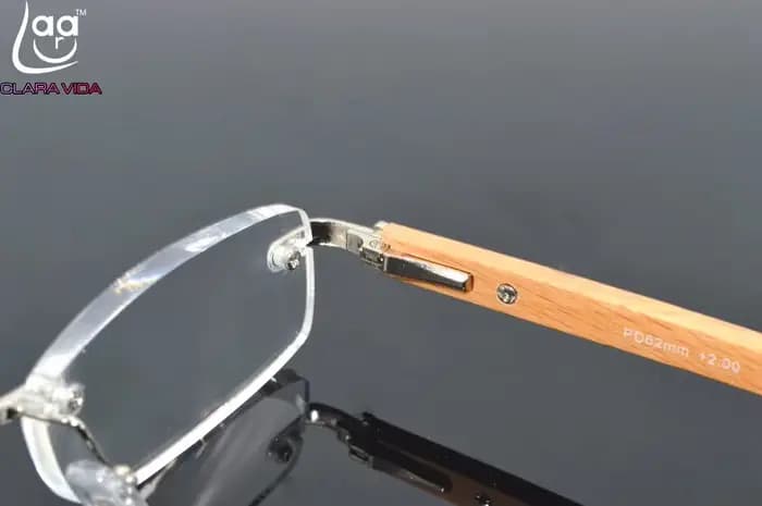 Lunettes de lecture pieds de bambou en bois sans monture pour hommes et femmes