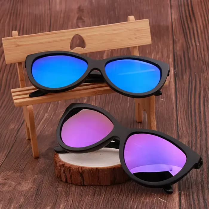 Lunettes de soleil noires en bambou pour hommes et femmes