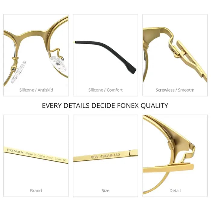 FONEX alliage lunettes cadre femmes ultraléger Vintage rond