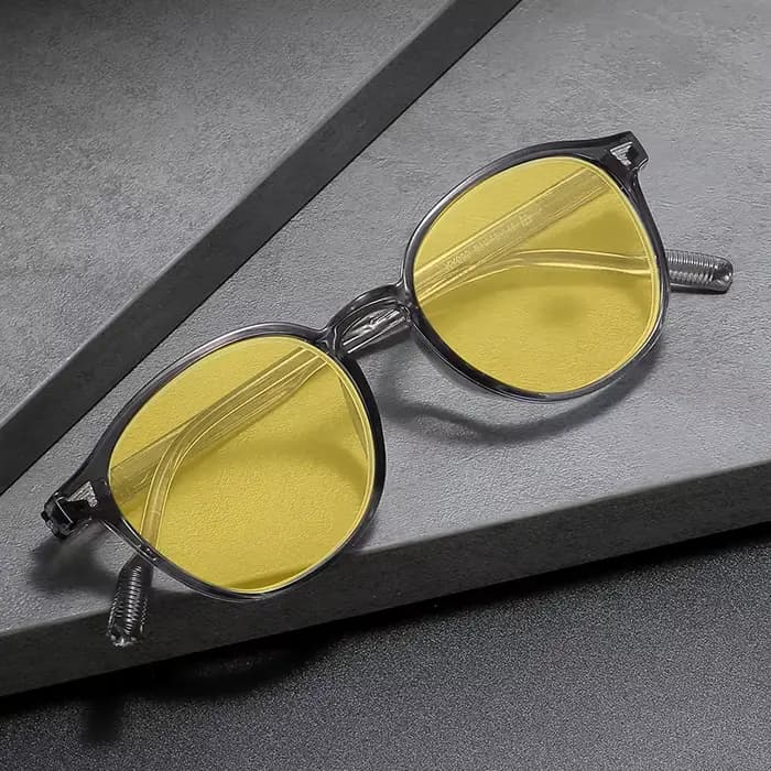 Lunettes de Vision nocturne à lentille jaune à monture ronde pour hommes et femmes