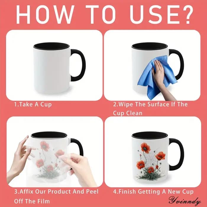 Lot de 12 autocollants pour pots en verre, motif fleurs de pavot aquarelle, papier transfert UV DTF auto-adhésif haute qualité