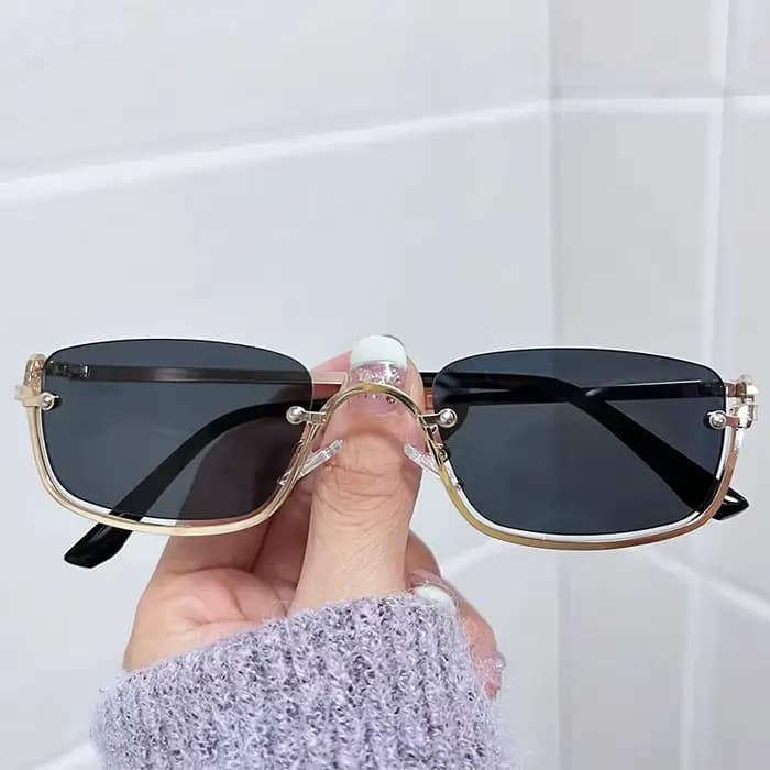 Lunettes de soleil carrées demi-monture pour femmes