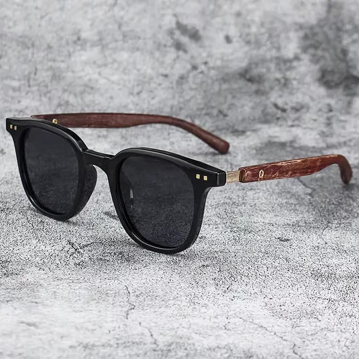 Nouveaux hommes Vintage cadre en bois lunettes de soleil marque classique carré