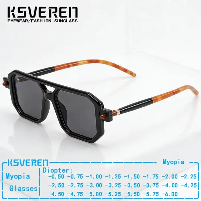 Lunettes de soleil de myopie carrées à double pont pour hommes et femmes