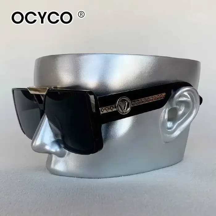 Lunettes de soleil carrées Vintage à grande monture pour hommes et femmes