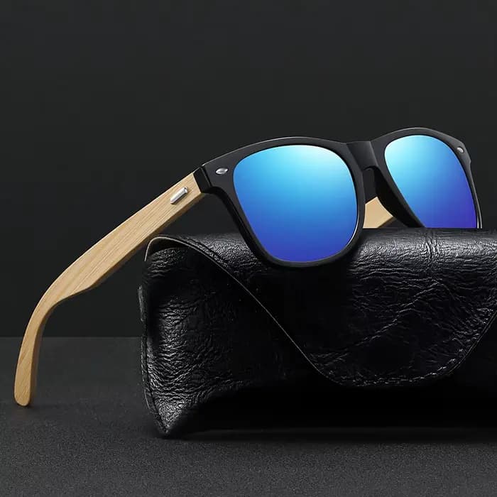 Lunettes de soleil vintage classiques en bois de bambou