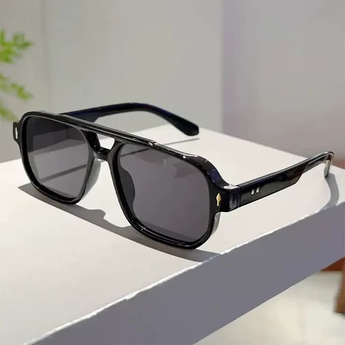 Nouvelles Lunettes de Soleil Carrées Vintage à Double Pont
