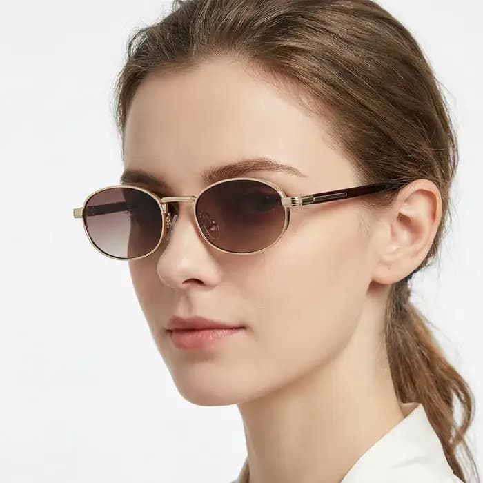 Lunettes de soleil ovales Vintage en métal pour hommes et femmes
