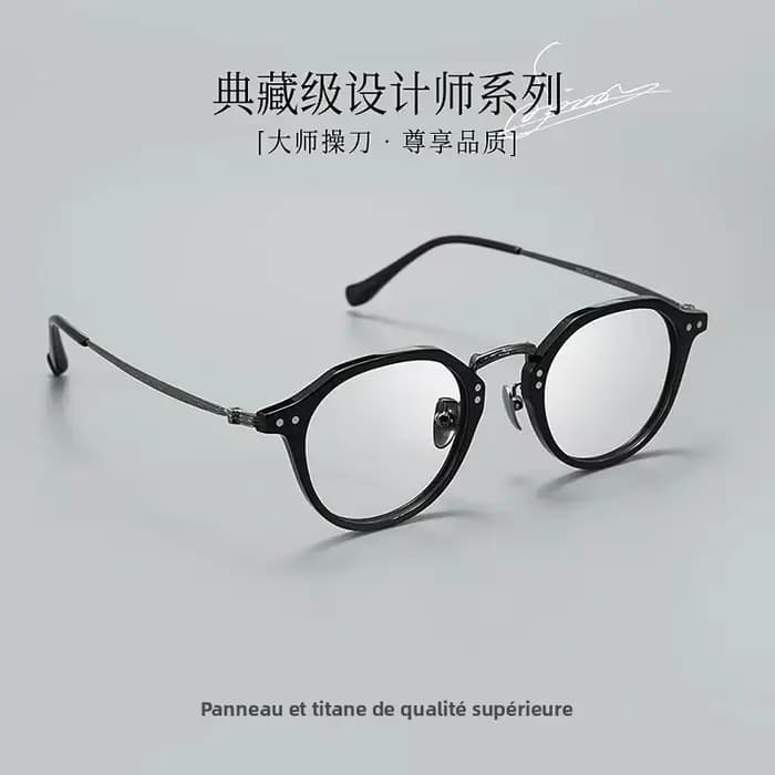 BCLEAR sculpté rétro littéraire acétate lunettes cadre femmes polyvalent titane jambes polygonales hommes