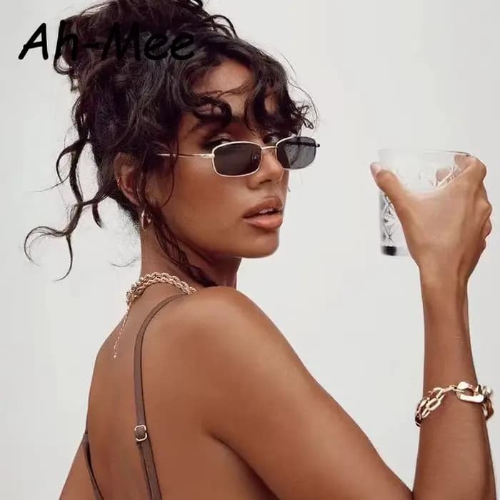 2024 Lunettes De soleil sans monture en métal Vintage cadre carré femmes