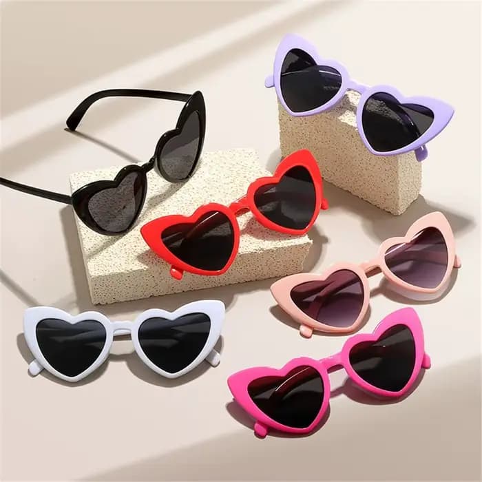 Lunettes de soleil en forme de coeur Vintage tendance rue tir nuances Protection UV mode irrégulière rose