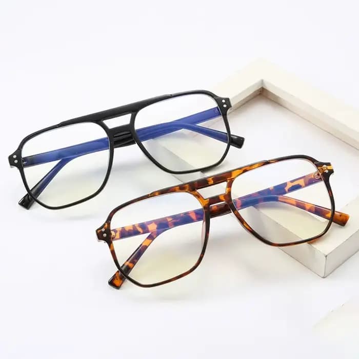 Lunettes transparentes anti-lumière bleue à double faisceau pour hommes et femmes