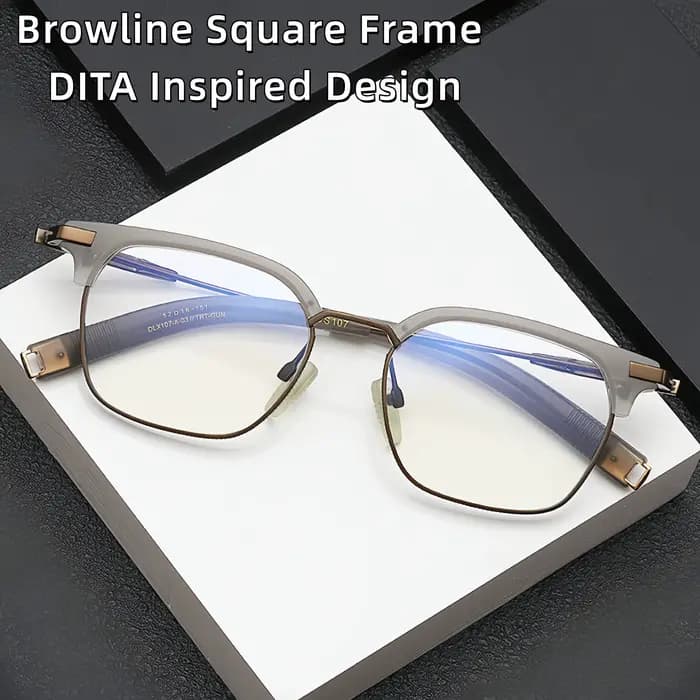 Montures de lunettes carrées de style Browline inspirées de DITA DLX107 pour hommes, monture optique de luxe de haute qualité en acétate et titane