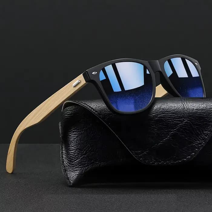 Lunettes de soleil carrées en bois de bambou vintage pour hommes et femmes