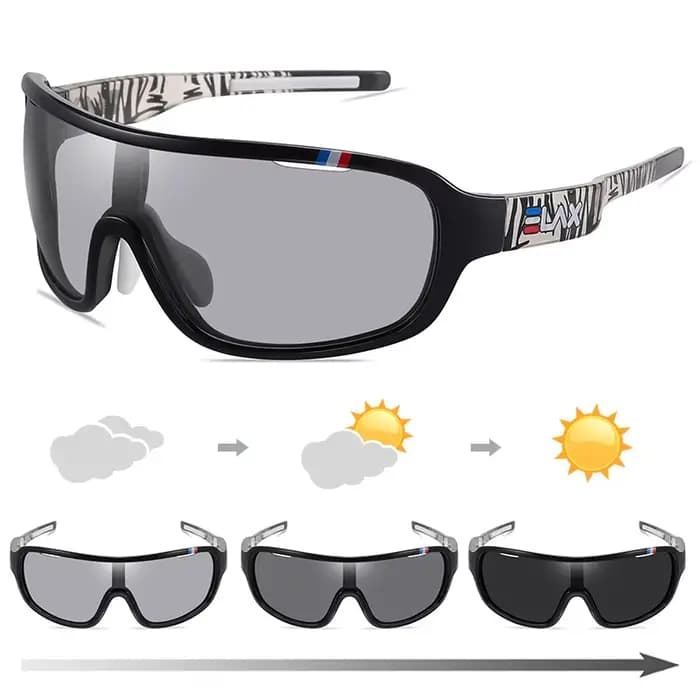ELAX marque polarisé photochromique UV400 lunettes de cyclisme sur route en plein air sport