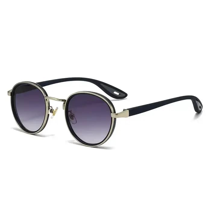 Lunettes de soleil rétro rondes dorées