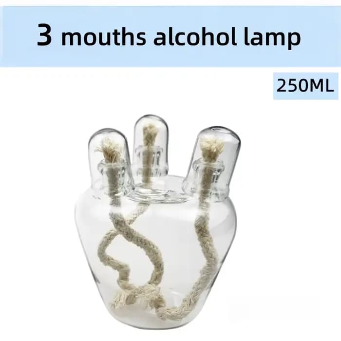 Lampe à alcool en verre à haute teneur en borosilicate – Conception antidéflagrante à 2/3 mèches Grande capacité de 250 ml Chauffage de laboratoire efficace JVLAB
