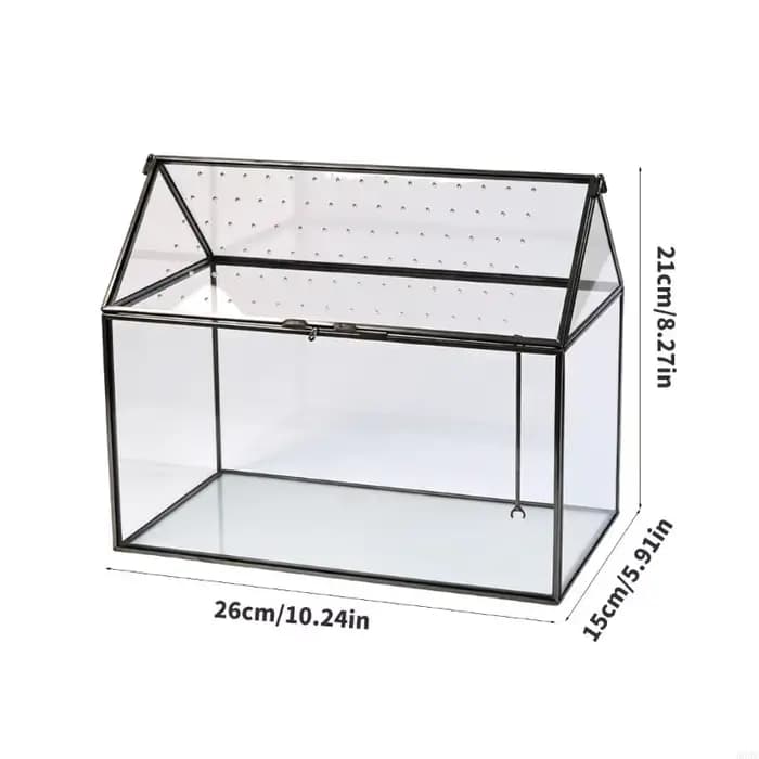 Boîte terrarium en verre pour exposition plantes, conception en verre transparent, couvercle à ouverture supérieure, 10,24