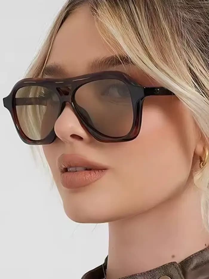 Lunettes de soleil rétro à double pont pour femmes