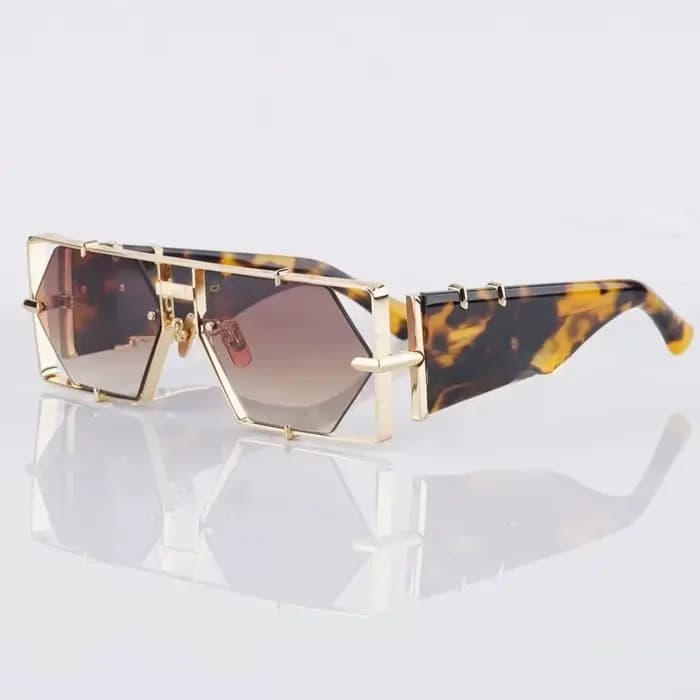 Hexagon 004 Desinger marque lunettes de soleil hommes femmes métal épais acétate luxe carré classique extérieur solaire nuances UV400 avec étui