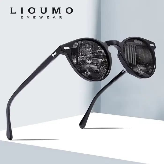 LIOUMO ultraléger rétro lunettes de soleil polarisées hommes rond Vintage lunettes pour femmes UV400 lunettes de conduite oculos de sol masculino