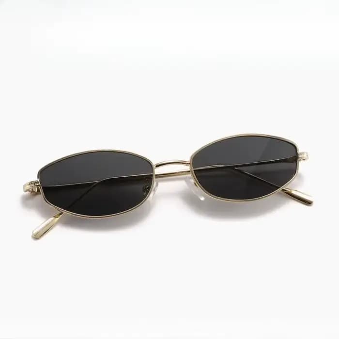 Lunettes de soleil anti-UV hexagonales ovales en métal, petites montures personnalisées européennes et américaines, élégantes et tendance pour hommes et femmes
