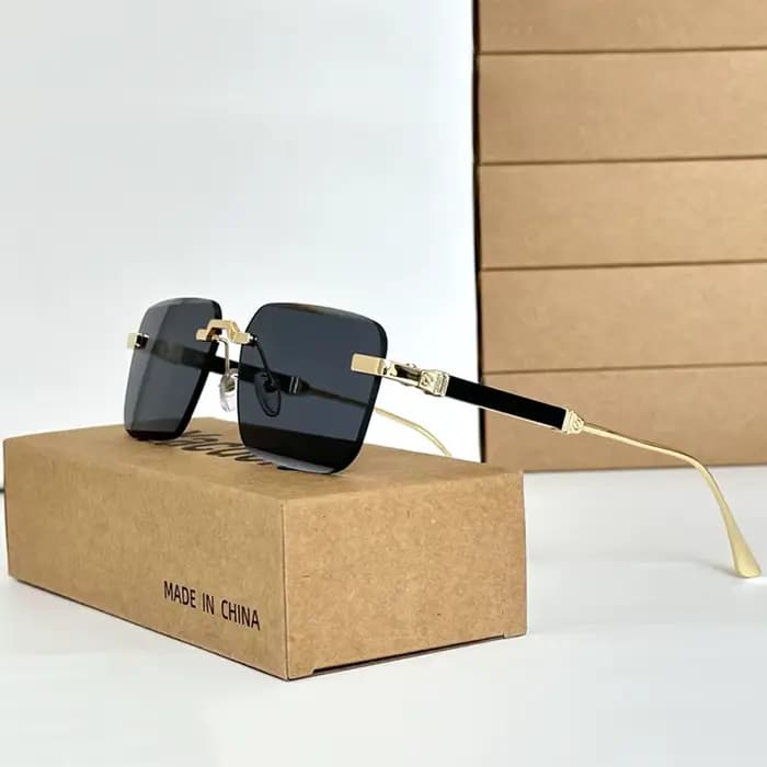 Lunettes de soleil carrées sans monture pour hommes et femmes