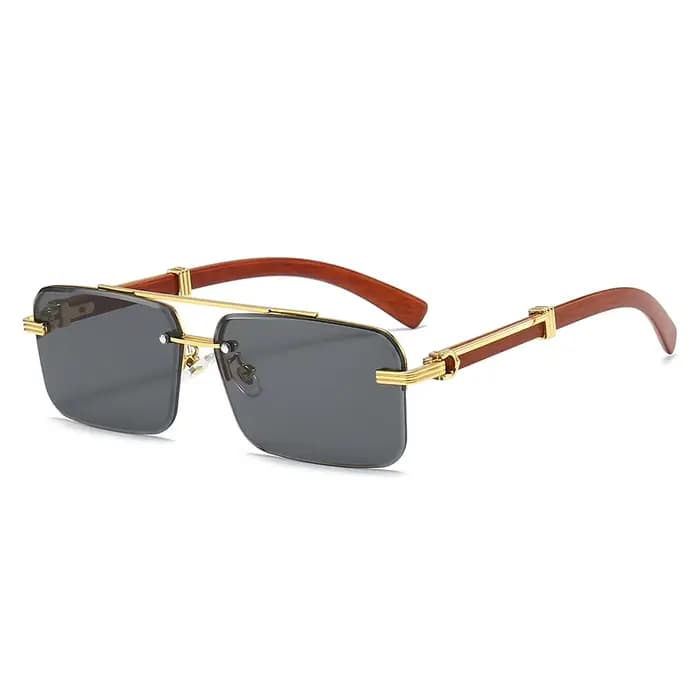 Grain de bois carré sans monture lunettes de soleil femmes rétro hommes
