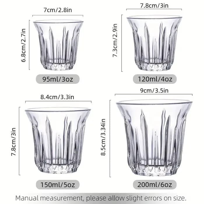 Lot de 2 tasses à expresso, tasses en verre transparent pour café, verres à café, accessoires à expresso pour la cuisine/le bureau/le bar, faciles à nettoyer