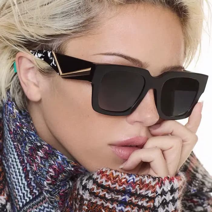 Lunettes de soleil carrées vintage à grande monture pour femmes et hommes
