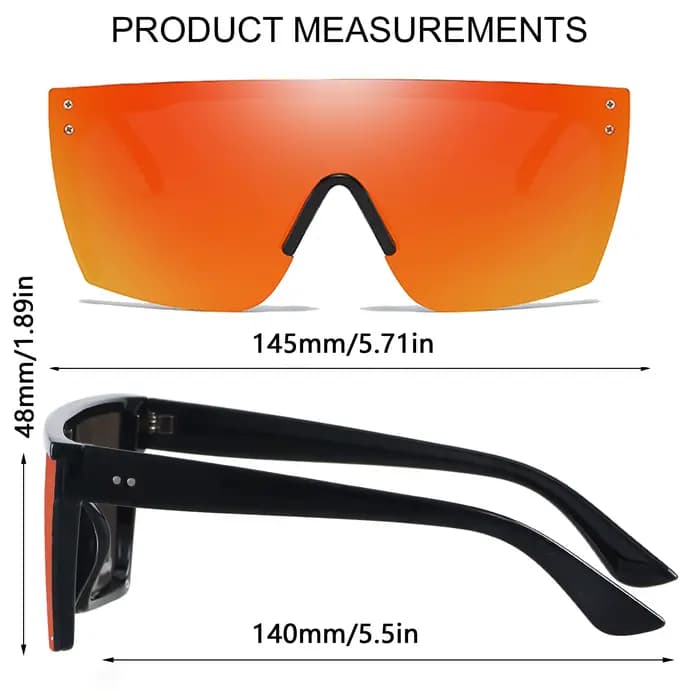 Lunettes de soleil miroir surdimensionnées sans monture pour hommes et femmes