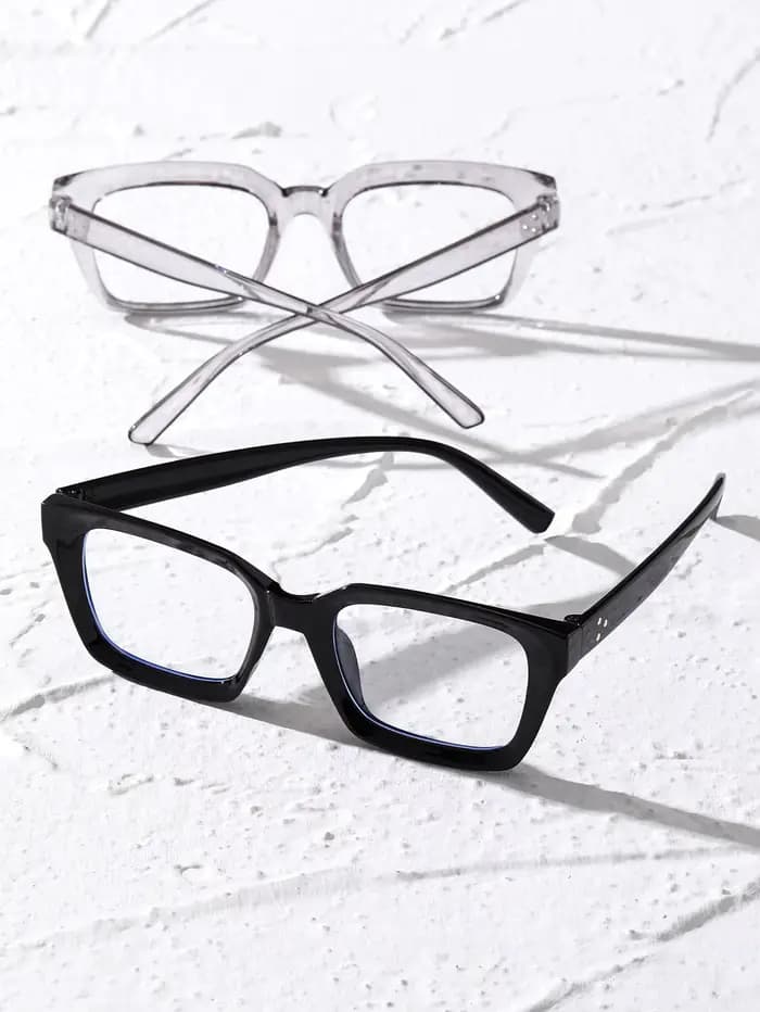 Lunettes transparentes à monture géométrique en plastique