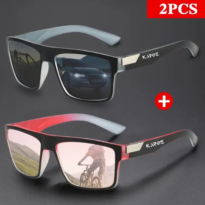 KAROS 2 pièces lunettes de soleil polarisées carrées de mode pour hommes et femmes marque de luxe concepteur conduite