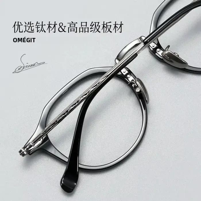 BCLEAR sculpté rétro littéraire acétate lunettes cadre femmes polyvalent titane jambes polygonales hommes