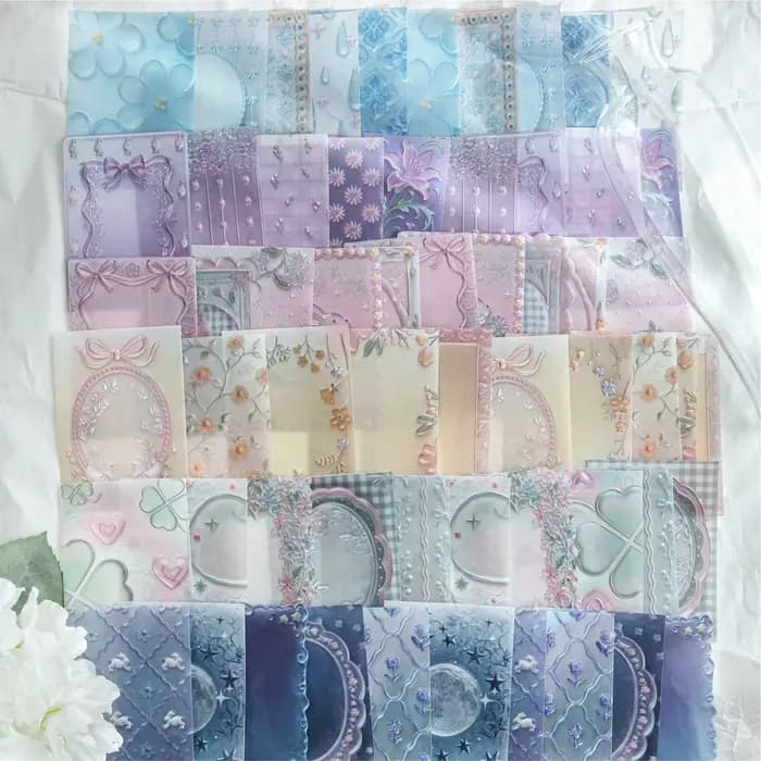 10 pièces de papier de fond décoratif rétro en verre souple, série Jardin, à motifs en relief, pour DIY, Junk Journal, Scrapbooking et cartes