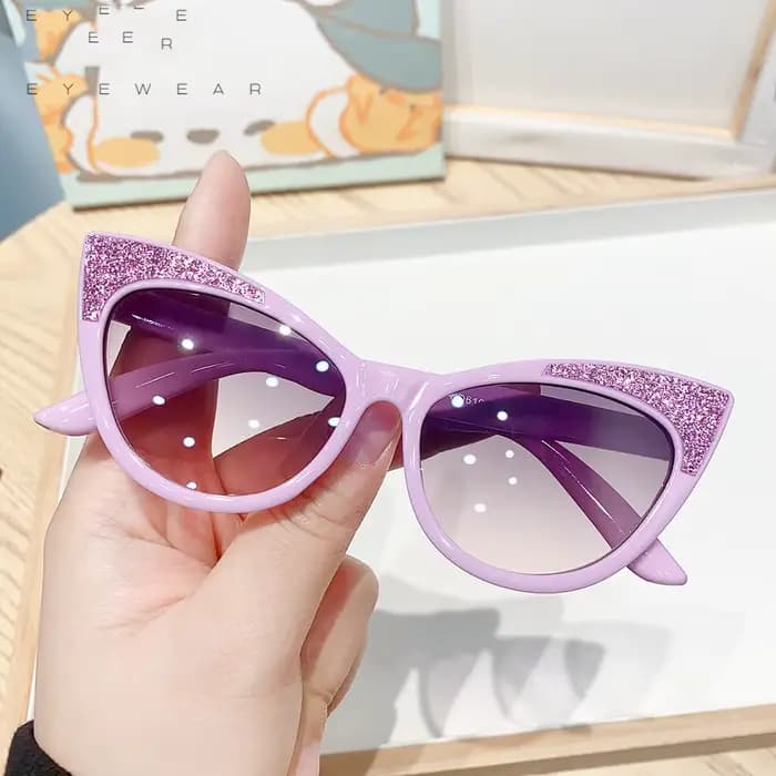 Joli œil de chat enfants lunettes de soleil brillant nœud papillon